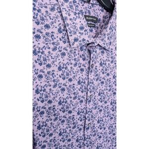 Bugatchi Floral Short Sleeve‎ Knit Button Down Shirt AOP Size XXL